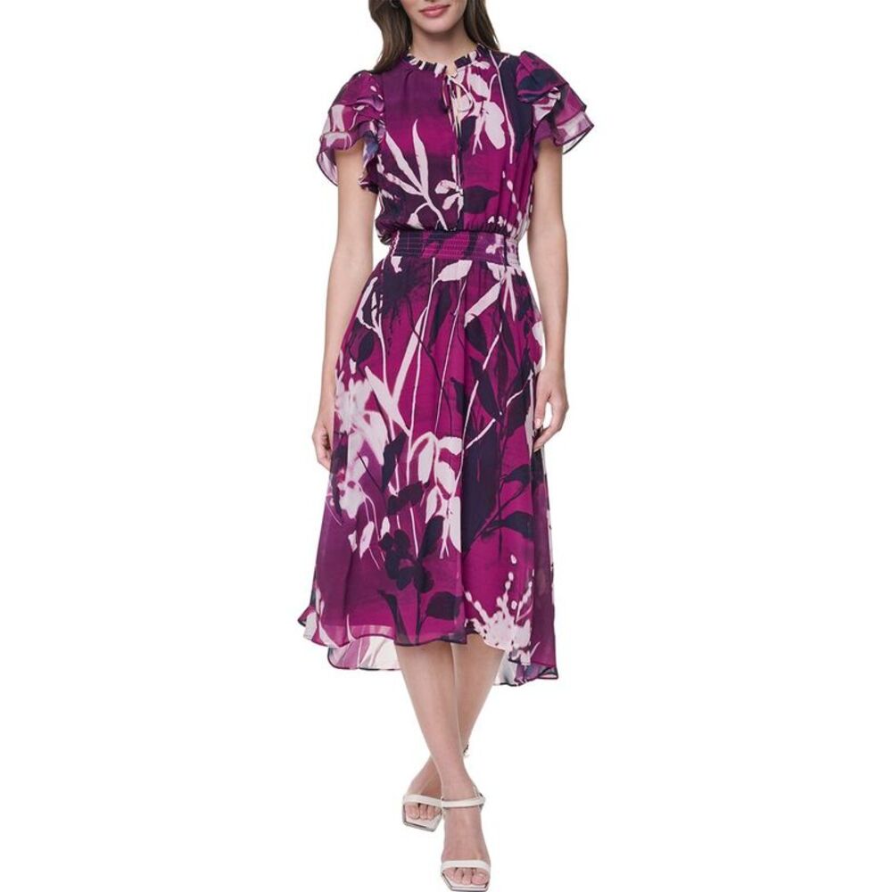 Dkny Womens Fit & Flare Midi Dress, Multicolor